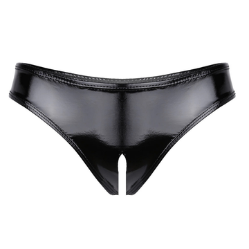 Women's Sexy Leather Panties / Low-Rise Solid Lingerie Erotic Female Underwear - EVE's SECRETS